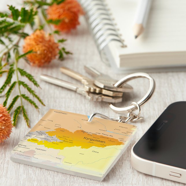 Porte-clefs Carte politique du Kirghizistan et d'Asie centrale (Créateur téléchargé)