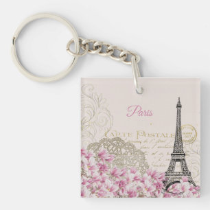 Porte-clefs Carte postale vintage Tour Eiffel Paris