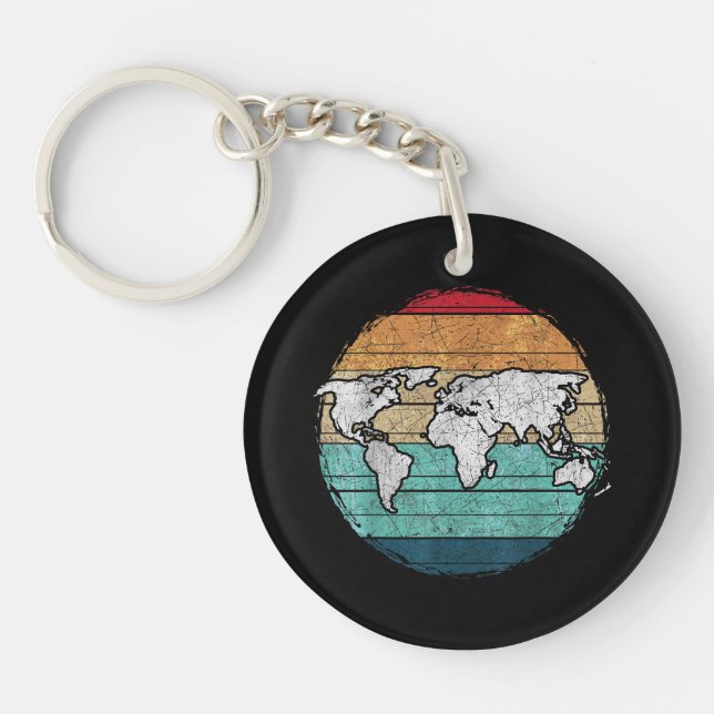 Porte-clefs Carte Retro World (Devant)