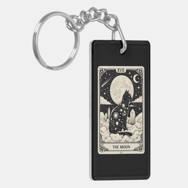 Porte-clefs Carte Tarot Cat La Lune Graphique (Devant gauche)
