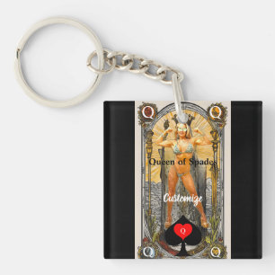 Porte-clefs Carte Tarot Reine des pique Thunder_Cove