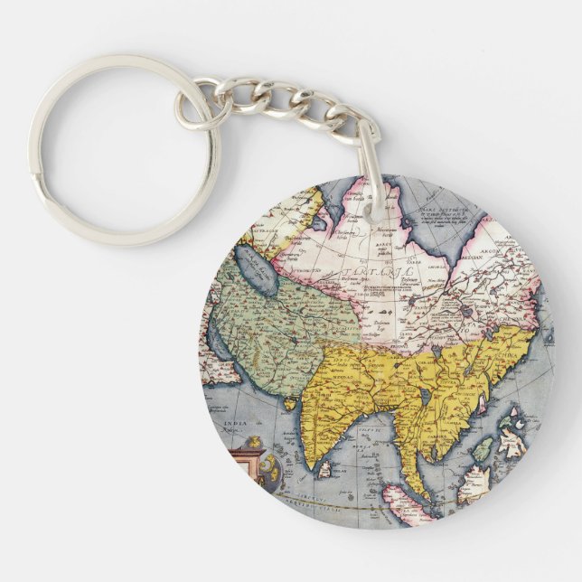 Porte-clefs Carte vintage de l'Asie | 1580 (Devant)
