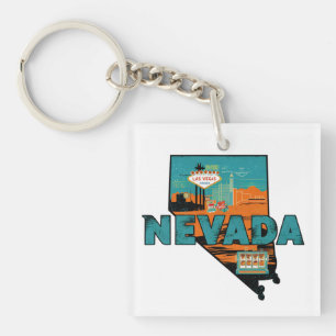 Porte-clefs Carte vintage de l'État du Nevada USA Voyage