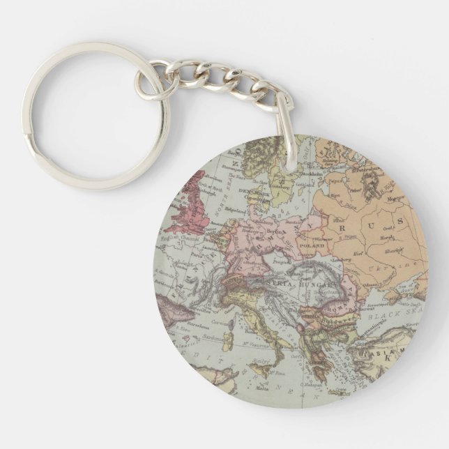 Porte-clefs Carte vintage de l'Europe (Devant)