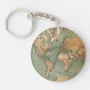 Porte-clefs Carte vintage du monde antique