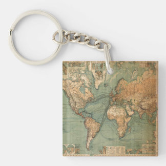 Porte-clefs Carte vintage du monde antique