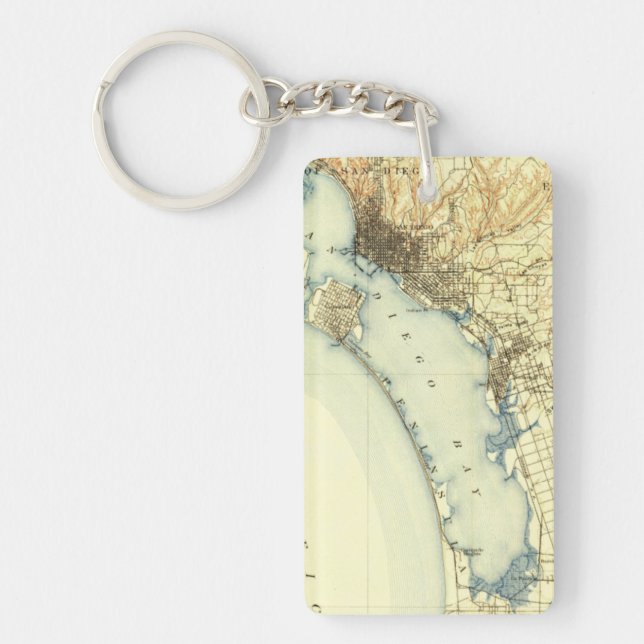 Porte-clefs Carte Vintage San Diego (Devant)