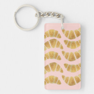 Porte-clefs Cartes à jouer : Croissant Rose Aquarelle