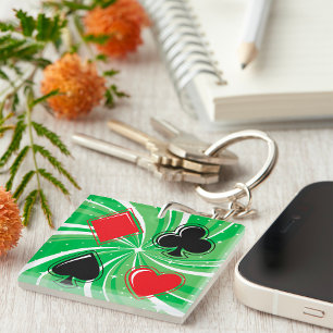 Porte-clefs Cartes Rétro Couleurs Vives Rouge et Noir