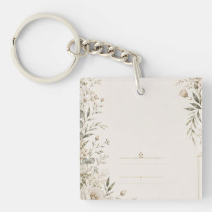 Porte-clefs Carton de Mariage Hérité avec Botanique Raffinée