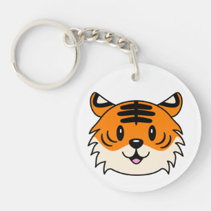 Porte-clefs Carton doux et souriant tigre