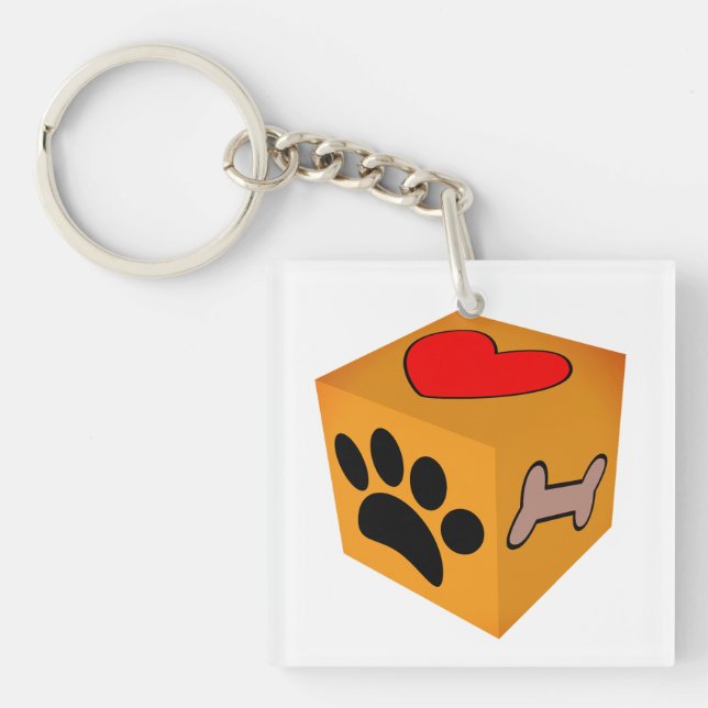 Porte-clefs Cartoon Chien Paw Coeur Et Os (Devant)