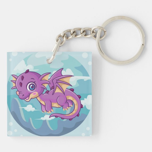 Porte-clefs Cartoon Dragon Porte - clé (Dos)