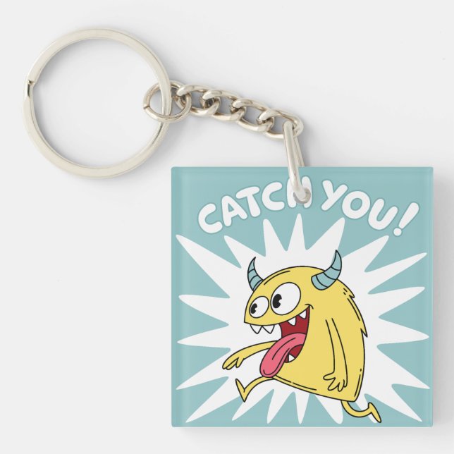 Porte-clefs Cartoon Monster Jaune Courir - Vous Attraper (Devant)