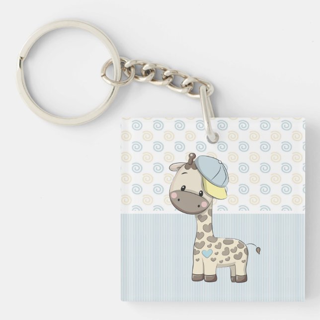 Porte-clefs Cartoon personnalisé Porte - clé de Giraffe Garçon (Devant)