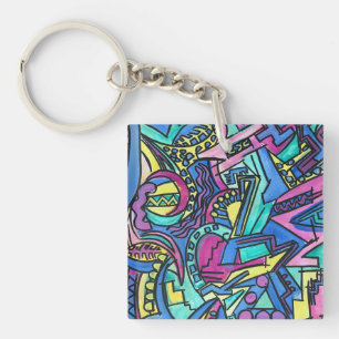 Porte-clefs Casa Mia-Art Abstrait Peint à la Main