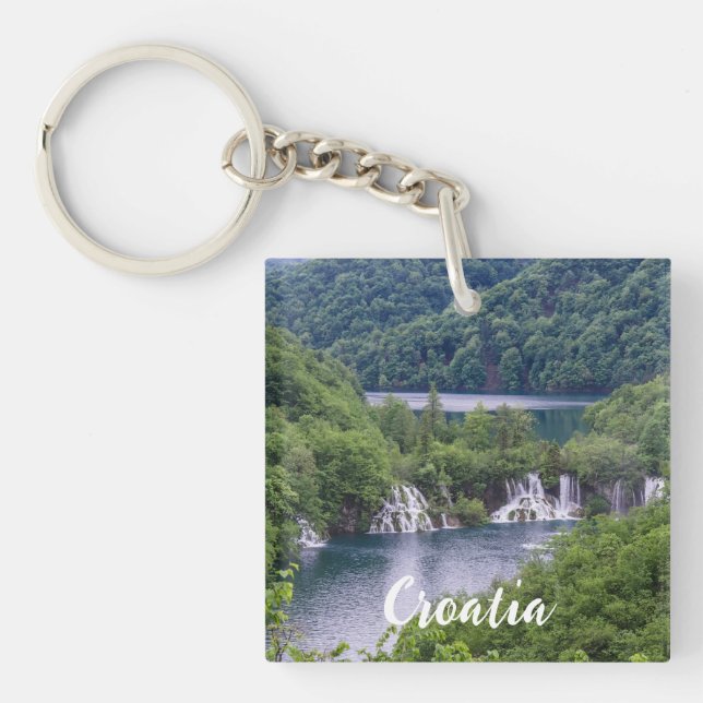 Porte-clefs Cascade cascade avec forêt verte en Croatie (Devant)