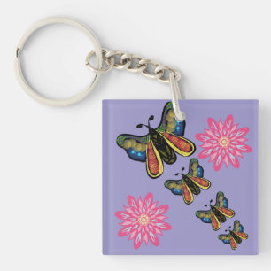 Porte-clefs Cascade de Papillons Artistique Personnalisée