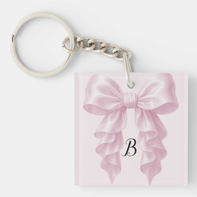 Porte-clefs Cascade de ruban rose froncé élégant et chic (Devant)