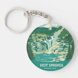 Porte-clefs Cascade du parc national vintage Hot Springs