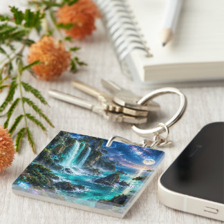 Porte-clefs Cascade Fantastique Magique sur la Côte Océanique 