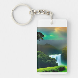 Porte-clefs Cascade tropicale porte - clé rectangulaire acryli