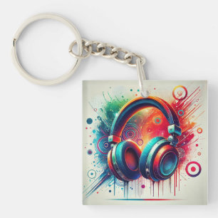 Porte-clefs 🎧 Casque Audio Coloré Art Pour Les Amateurs De Mu