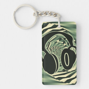 Porte-clefs Casque cool vert spirale à deux tons