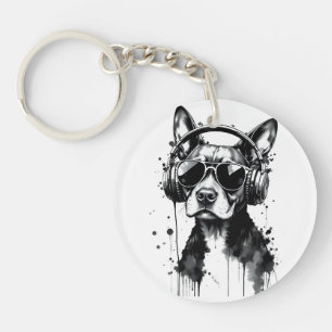 Porte-clefs Casque de chien cool Cute Animaux de compagnie enc