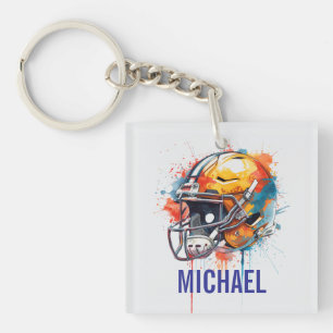 Porte-clefs Casque de football de motivation inspirante nom