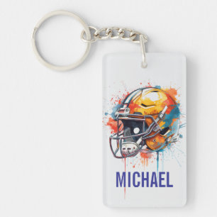 Porte-clefs Casque de Football Motivationnel Inspirant