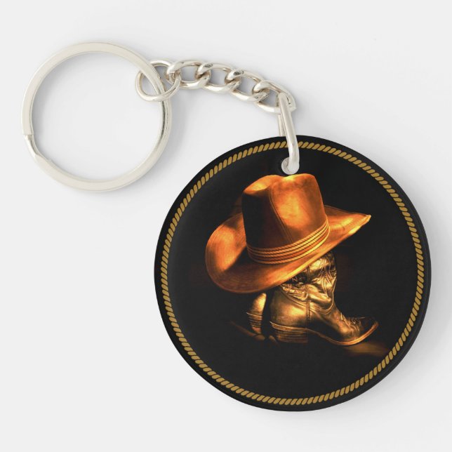PORTE-CLEFS CASQUETTE DE COWBOY & BOOTS (Devant)