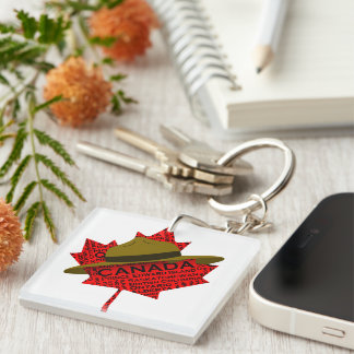 Porte-clefs Casquette de la Gendarmerie canadienne sur la feui