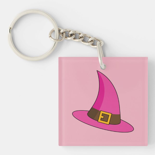 Porte-clefs Casquette de sorcière rose (Devant)