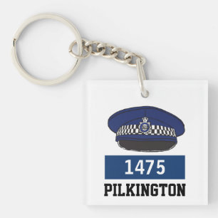 Porte-clefs Casquette plate de police britannique - Ajouter un