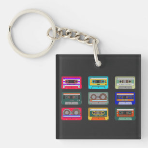 Porte-clefs Cassettes colorées rétro Nostalgie des années 80