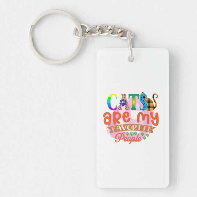 Porte-clefs Cat Art Cats Are My Favorite People (Devant)