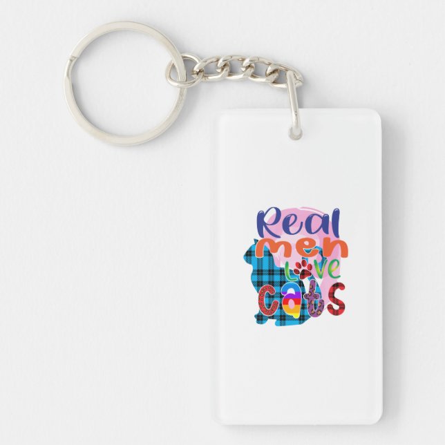 Porte-clefs Cat Art Real Men Love Cats (Devant)
