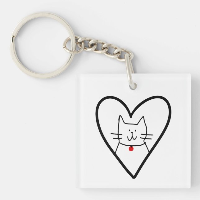 Porte-clefs Cat in Heart Doodle  (Devant)