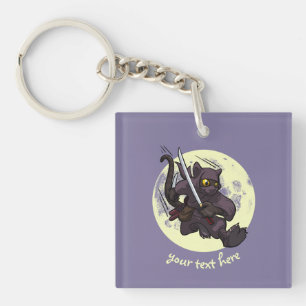 Porte-clefs Cat noir Ninja Katana épées Flying Kick