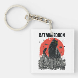 Porte-clefs Catmageddon Géant Chat Monstre Ville Kaiju Drôle A