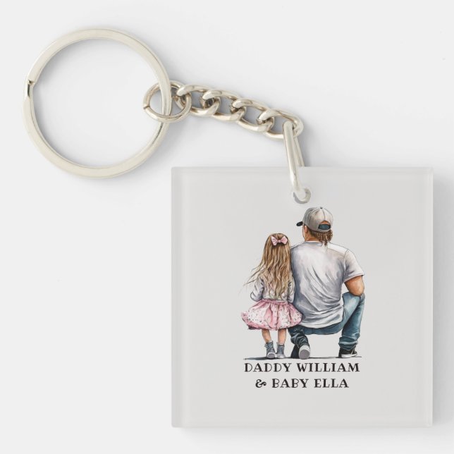 Porte-clefs Caution père et fille noire (11) (Devant)