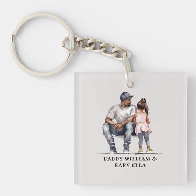 Porte-clefs Caution père et fille noire (3) (Devant)
