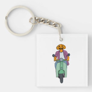Porte-clefs Cavalier Citrouille sur Scooter Menthe