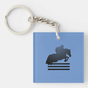 Porte-clefs  Cavalier franchissant un obstacle.  