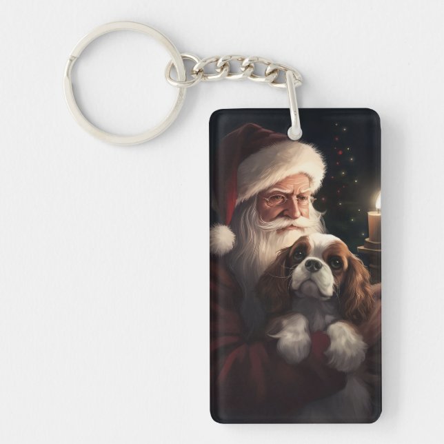 Porte-clefs Cavalier King avec le Père Noël Festif Noël (Devant)