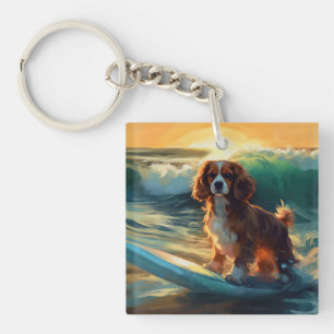 Porte-clefs Cavalier King Beach Surf Peinture