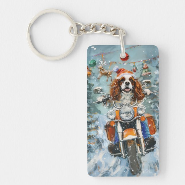 Porte-clefs Cavalier King Charles Spaniel Noël (Devant)