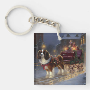Porte-clefs Cavalier King Charles Spaniel Noël Fêtard