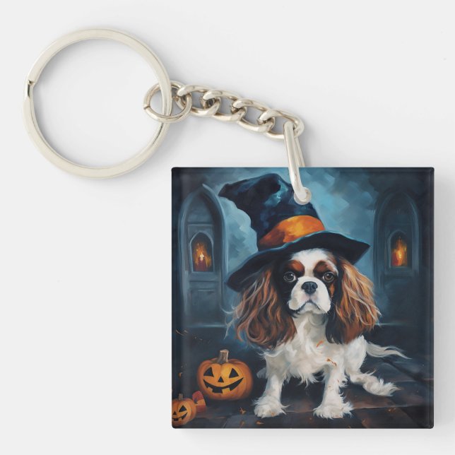Porte-clefs Cavalier King Citrouilles Halloween effrayant (Devant)